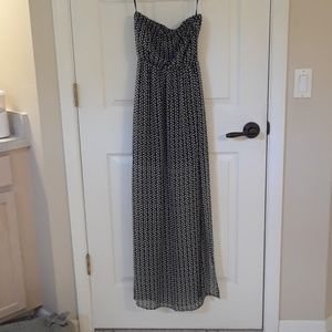 Divided sheer black and white patterned dress